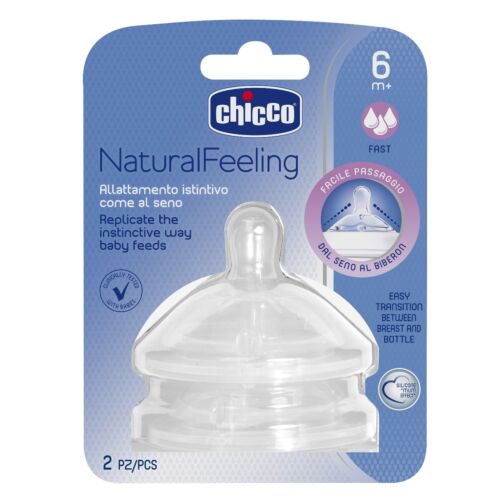 Chicco: Соска для бутылочки Natural Feeling  быстрый поток 6м+ 2 шт