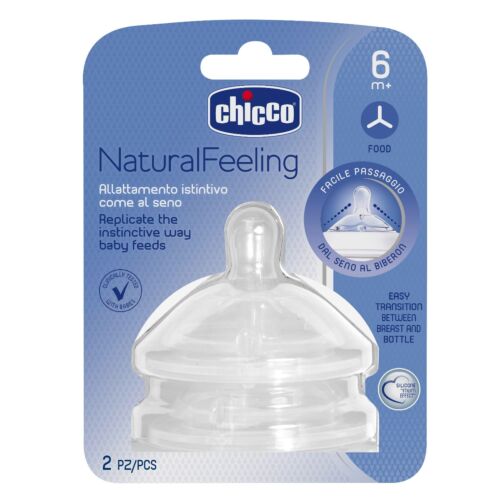 Chicco: Соска для бутылочки Natural Feeling  для каш 6м+ 2 шт