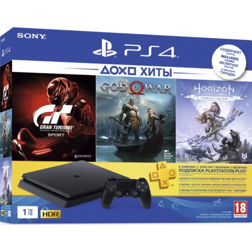 Игровая консоль Sony PlayStation 4 1TB + Horizon Zero Dawn + Gran Turismo Sport + God Of War