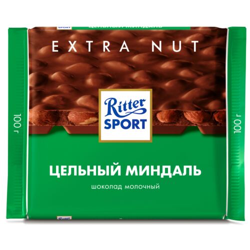 Ritter Sport шоколад Extra Nut молочный с цельным миндалем 100гр