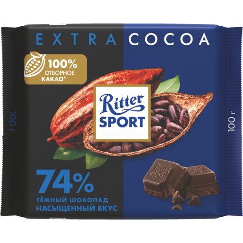 Ritter Sport шоколад темный 74% какао 100гр