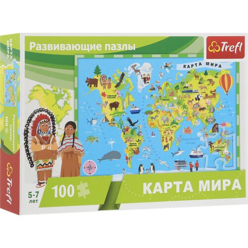 TREFL: Пазлы "Карта мира", 100 эл.