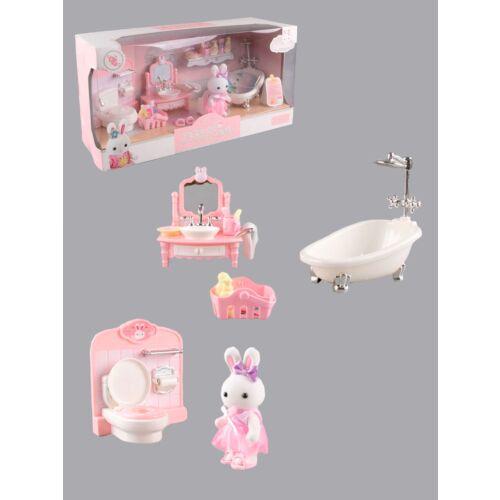 Dreamy: Игровой набор Душевая комната, зайка, игрушечная мебель для ванной, аксессуары