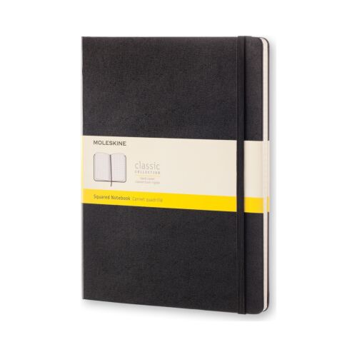 Блокнот Moleskine Classic, 19х25см, в клетку, твердая обложка, черный, 192 листа