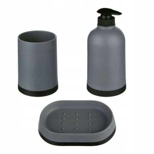 Набор принадлежностей для ванной комнаты 5Five  3 предмета серый пластик 160873A