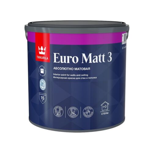 Краска интерьерная EURO MATT 3A  гл/мат 2,7л