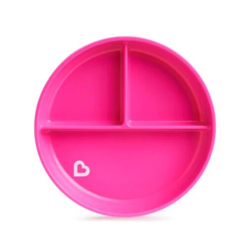 Munchkin: Тарелка детская на присоске секционная Stay Putс, розовая, 6м+