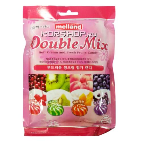 Карамель Melland "Double Mix candy" фруктовая со сливками 100г (Корея)