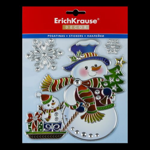 ErichKrause: Набор наклеек Decor "Снеговик с подарками", 18х23см.