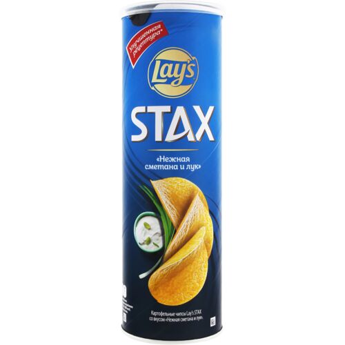 Lays STAX Чипсы Нежная сметана лук 140г