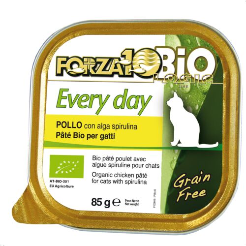 Forza 10: Every Bio Pollo  Alga, 85 гр., органический паштет из птицы с водорослями для взрослых кошек