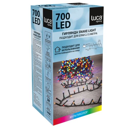 Luca: Гирлянда "Snake light", мультиколор, 700 LED 2см., раст., 1400см., для 215см., для наружного и внутреннего использования