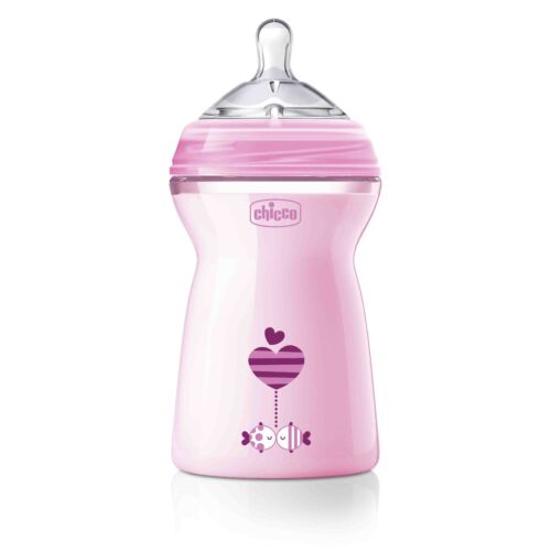 Chicco: Бутылочка для кормления Natural Feeling  силикон 330 мл 6м+, розовый
