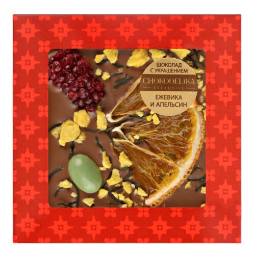 Chokodelika Шоколад с украшением в подарочной упаковке Мини "Ежевика и апельсин", молочный 35 гр