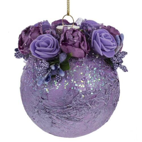 Remeco: Украшение новогоднее "Шар с розами", D 8 см, L10 W10 H10 см., фиолетовый