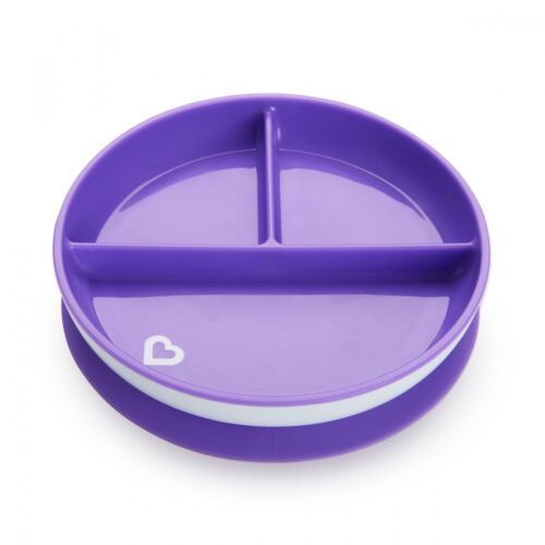 Munchkin: Тарелка детская на присоске секционная Stay Putс, фиолетовая, 6м+