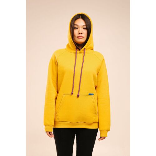 Худи утепленный женский, oversize, unisex,темно-желтый,XL,объем капюшона 5L, в чехле. Коллекция URPAQ.ТМ Tengri People.