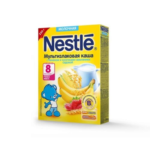 Nestle: Каша 250г Мультизлаковая банан,земляника мол