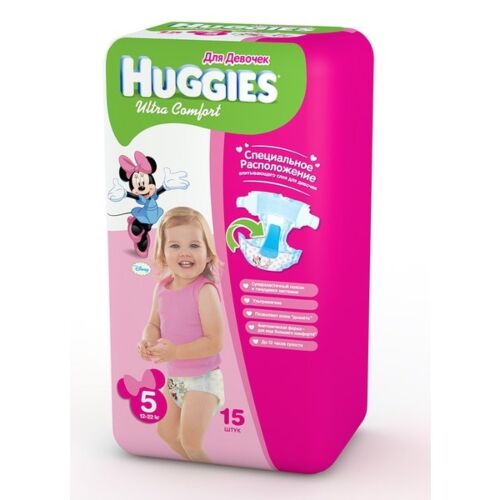 Huggies: Подгузники Ultra Comfort Conv №5 (12-22кг) 15x8 Girl