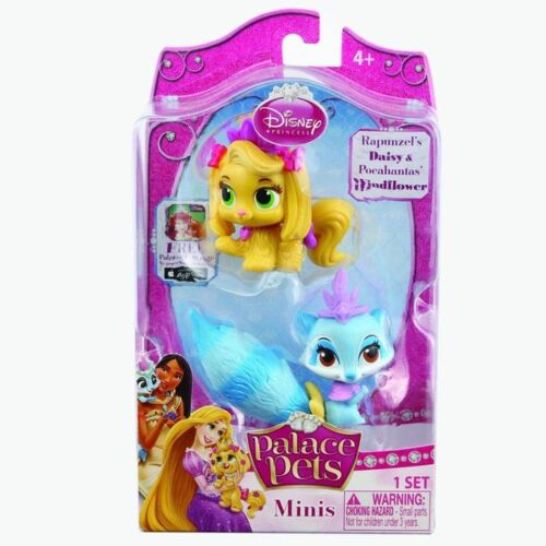 Blip Toys: Disney Princess Palace Pets Minis. Енот Покахонтас Windflower и щенок Рапунцель Daisy, 2 фигурки 4 см