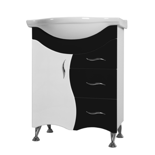 Тумба с умывальником Ювента Бриз Б2-75 (умывальник Байкал-75 или Vittoria - 75 (10075)) черный
