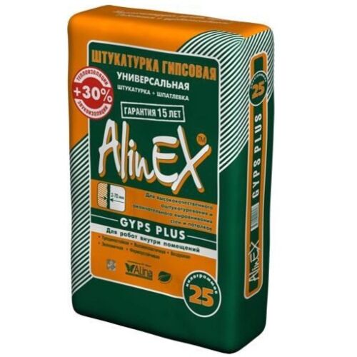 АlinEX штукатурка гипс плюс фасовка (25кг)