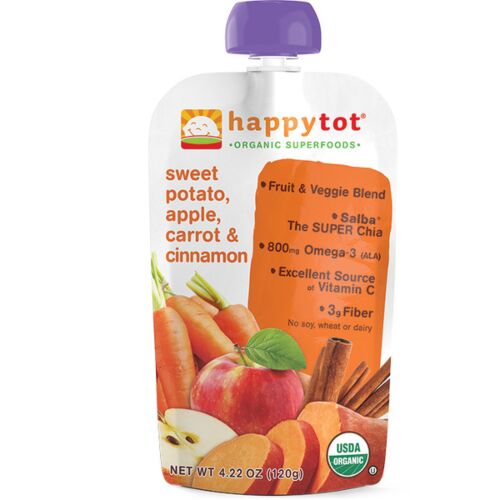 Happy Family: Пюре 120г Happy Tot S4 Сладкий картофель,яблоко,морковь,корица