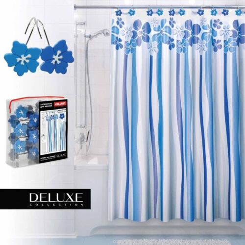 Штора для ванной комнаты VALIANT DELUXE Водопад цветов 180*180 см. 12 декоративных крючков DLX-F
