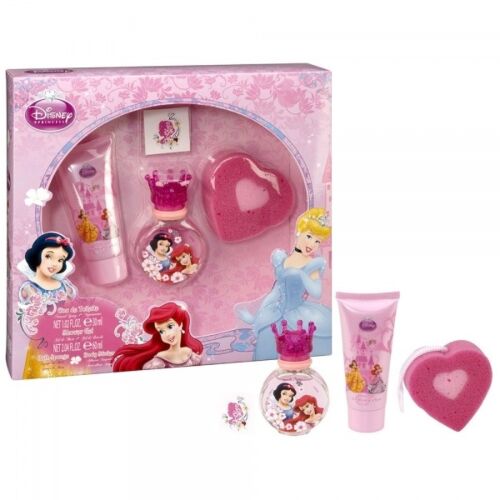 Набор Disney Princess: туалетная вода для детей 30 мл, гель для душа 60 мл, губка для ванны, наклейка-стикер для тела