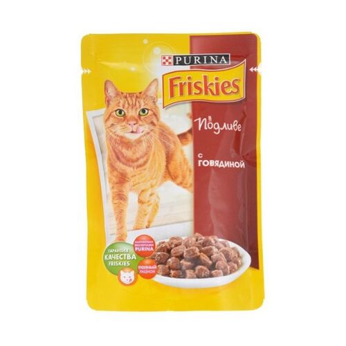 Friskies: Корм влажный для кошек, гоядина, подлива 100 гр