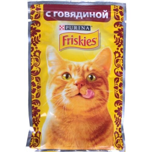 Friskies: Корм влажный для кошек, говядина 85 гр