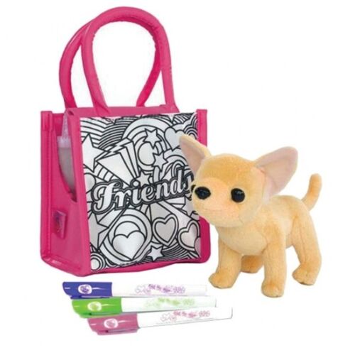 Simba: Плюшевая собачка Chi Chi Love Чихуахуа 14см. с сумкой для раскрашивания и 3фломастера