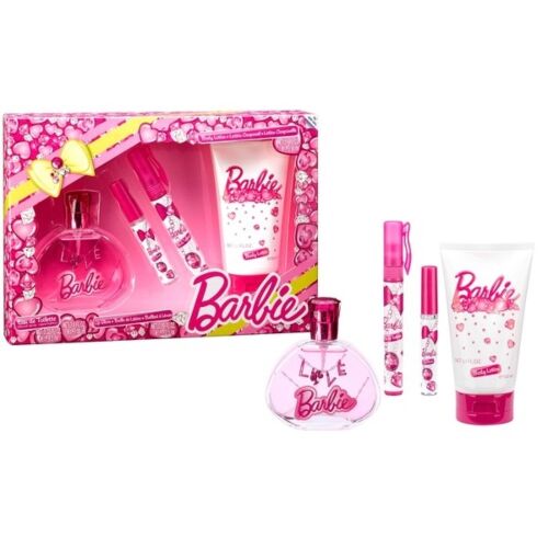 Набор Barbie: туалетная вода 100 мл, лосьон для тела, ручка туалетная вода, блеск для губ