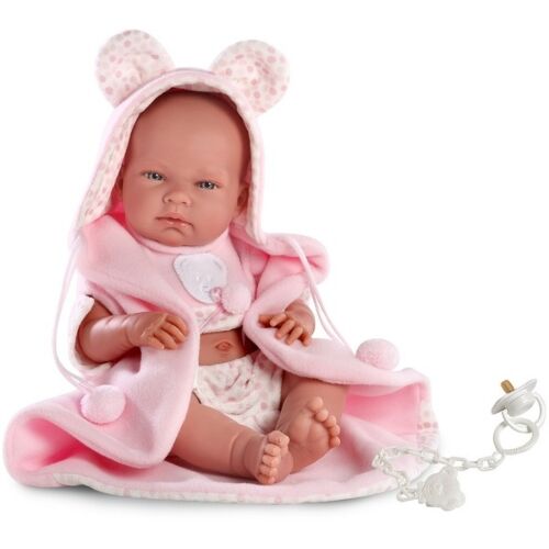 LLORENS: Кукла малышка Ника 38см в шапочке с ушками и с одеялом