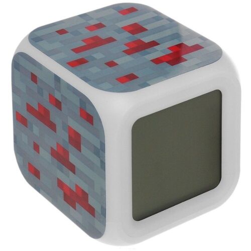 Minecraft: Часы настольные пиксельные с подсветкой Блок красной руды