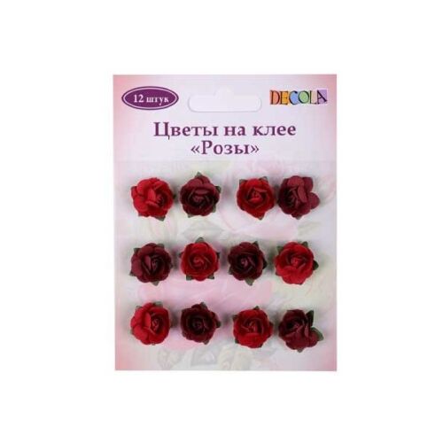 Decola Цветы на клее "Розы", 12 шт,  бордовые