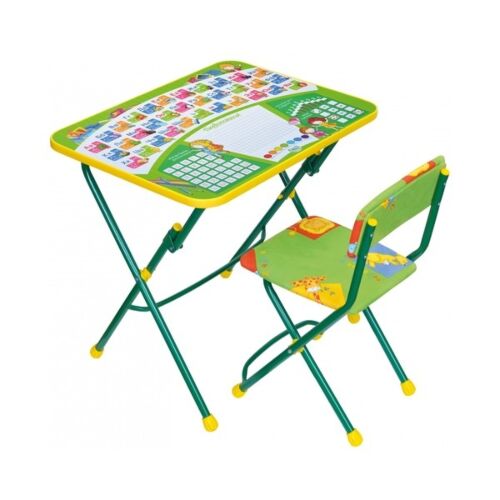 Ника: Набор мебели ПЕРВОКЛАШКА зеленый фон (стол-парта + мягкий стул)