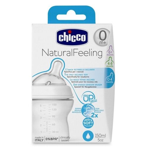Chicco: Стеклянная бутылочка Natural Feeling 150мл 0м+