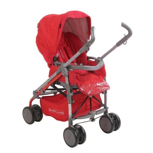 Babylux: Прогулочная коляска-трость Carita 8 кол. (рег. подн, бамп, 2 пол. сп, рев. сис-ма, рег. ручка) ruby. 0+