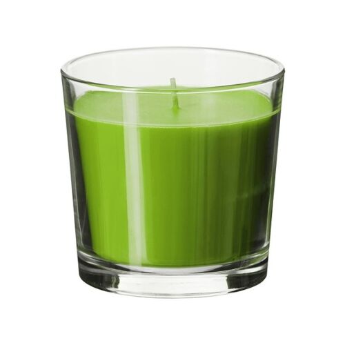 IKEA: Свеча аром. СИНЛИГ в стакане, оранжевый Зеленое яблоко, зеленый 702.510.85