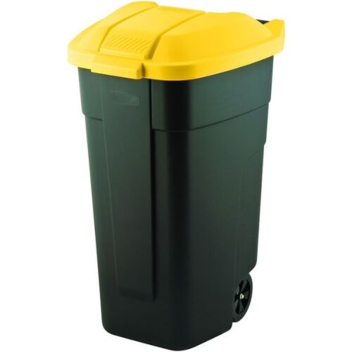Бак для мусора на колесах Curver 110 л., желто-черный, 58х52х88 см.