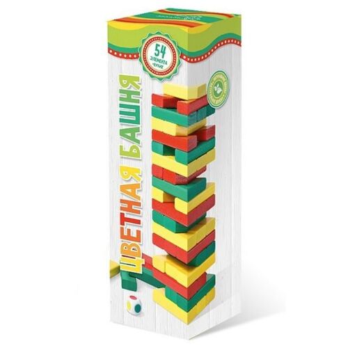 Нескучные игры: Цветная башня с кубиком