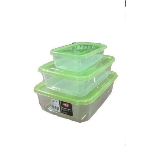 Набор пластиковых прямоугольных контейнеров Dia Home 0,5л 1,5л 2,5л зеленый  (пр-во Италия)