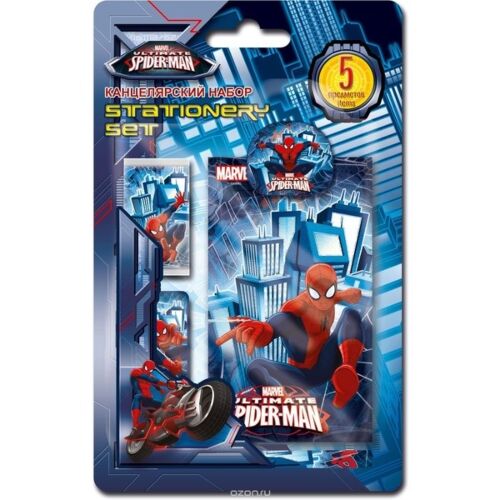 Набор канцелярский "Spider-man" мини-карандаш, блокнот, ластик, точилка
