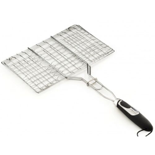 Fissman: Решетка для приготовления стейка на гриле 35,5x22,5x2,5 см. с пластиковой ручкой (хромированное покрытие) - BQ-1041.ST