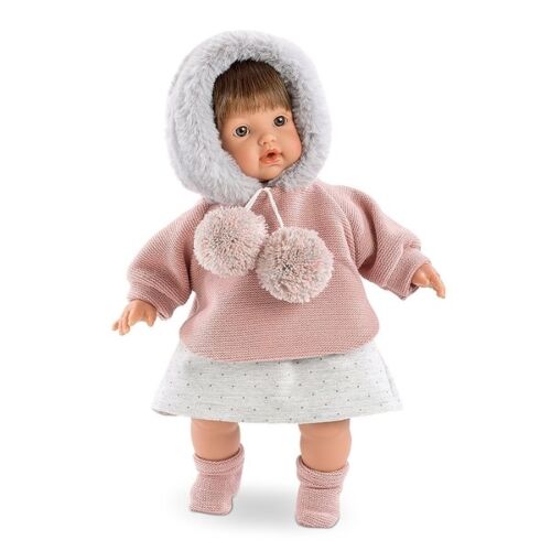 LLORENS: Кукла малышка Айсель 33 см, брюнетка в меховой шапке