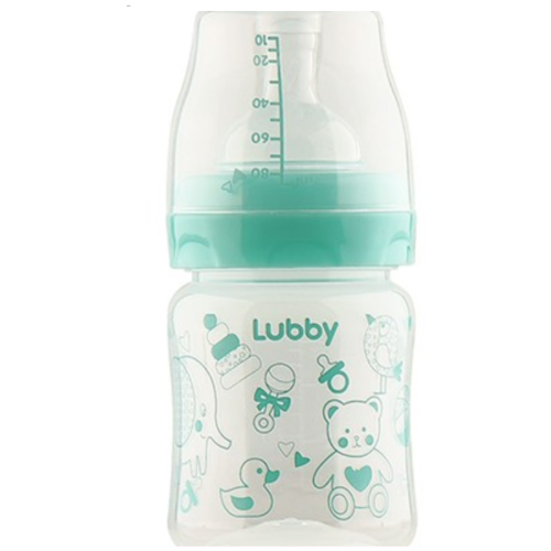 Lubby: Бутылочка для кормления с соской молочной "Классика", широкое горло, 120мл.
