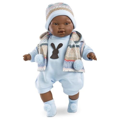 LLORENS: Кукла Ширхам 38см, афро в голубом костюме