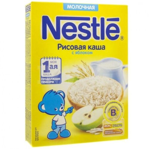 Nestle: Каша 220г Рисовая с яблоком мол.