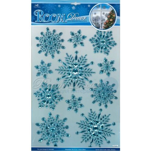 Room Decor: Новогодние наклейки "Голубые снежинки"